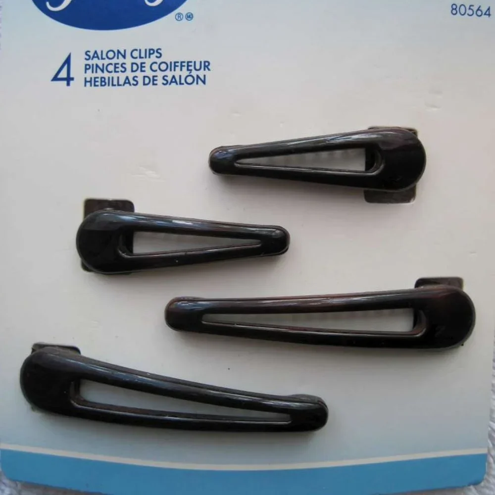 4 Goody Plastic Salon Clips Spring Backs Secure Hair Section Dark Black Red 2002